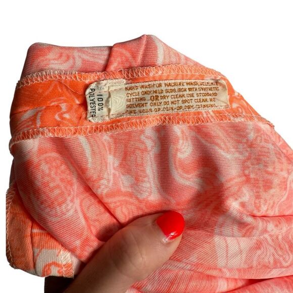 Key West Hand Print Vanda Rare Neon Orange Nautical 3/4 Sleeve Vintage Top - Picture 12 of 12